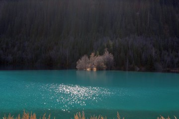 unbelievable color of water in mountain lake