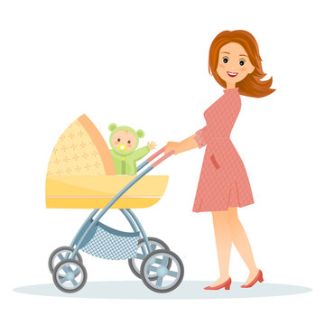 Mother with baby in stroller