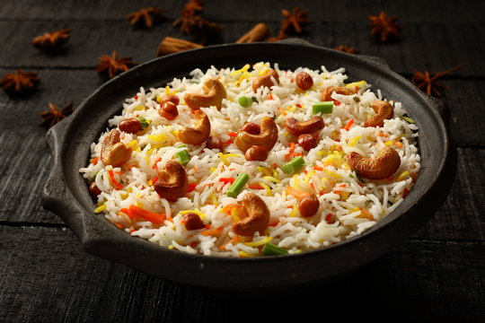 Homemade Indian fried rice -vegan food.