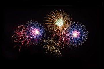 Colorful Fireworks  on black background.