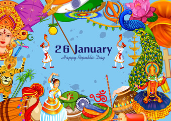 26 January Happy Republic Day of India background