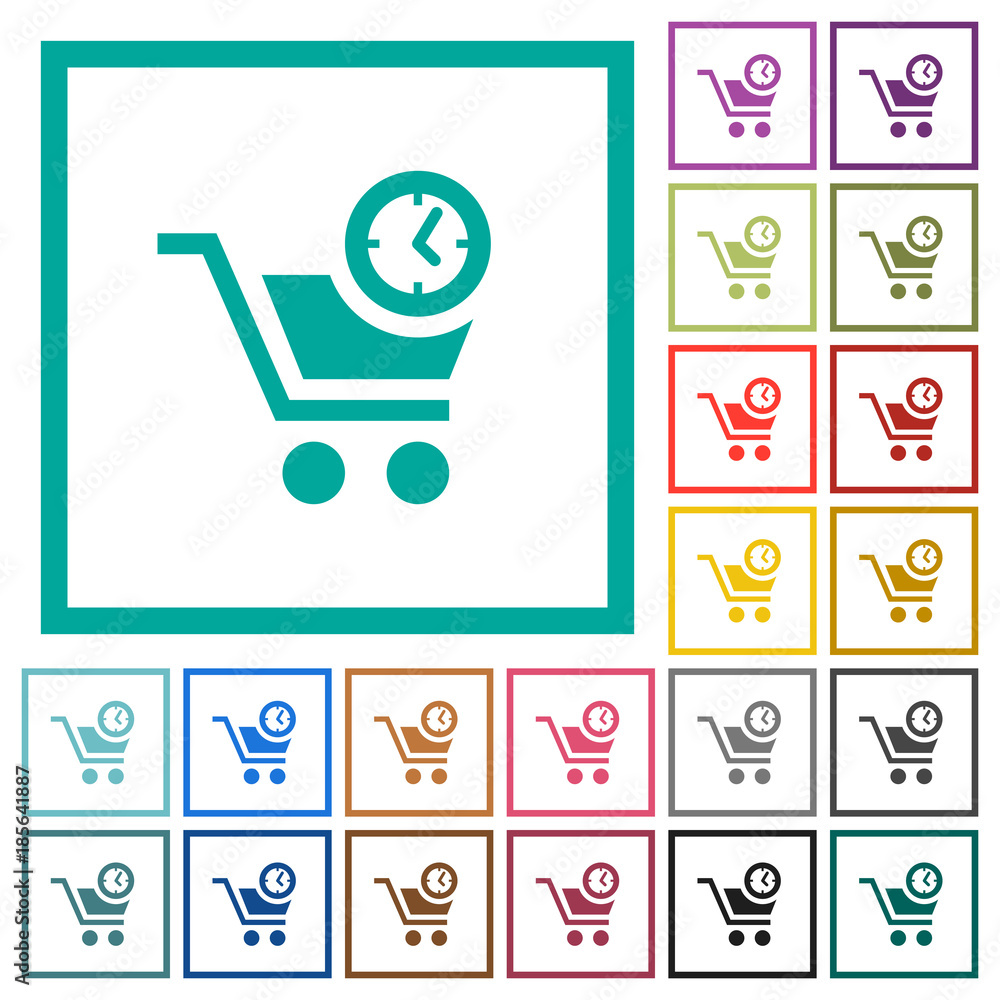 Poster instant purchase flat color icons with quadrant frames