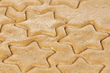 Raw dough. Pattern ginger biscuits. Delicious dessert