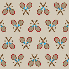 Tennis Racket seamless pattern vintage doodle vector  isolated wallpaper background