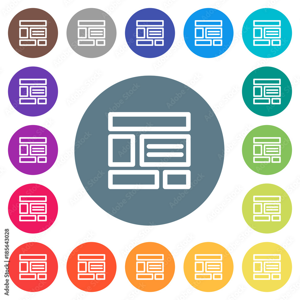 Poster web layout flat white icons on round color backgrounds