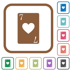 Seven of hearts card simple icons