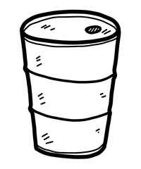 oil barrel / cartoon vector and illustration, black and white, hand drawn, sketch style, isolated on white background.