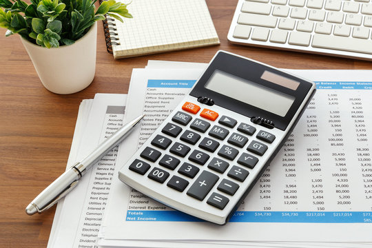Calculator with accounting data for accounting concept