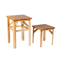 Wooden stool on a white background.