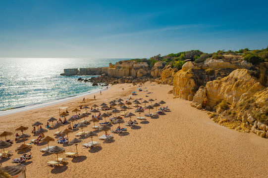 Portugal, Albufeira,  portuguese beach with cliffs  praia da castelo