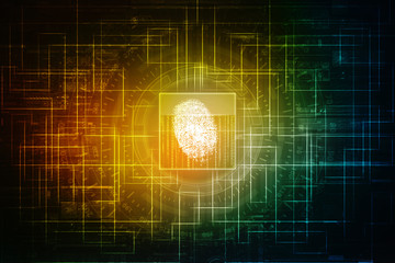 Fingerprint Scanning Technology Concept 2d Illustration