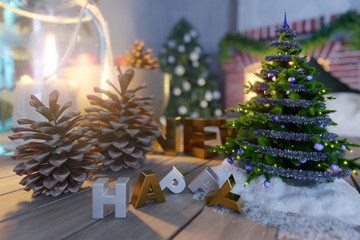 happy new year and christmas background closeup composition photo