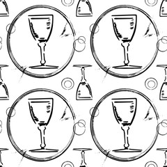 Hand drawing of wine glasses. Seamless pattern, vector design. Illustration for gift wrapping, wallpaper.