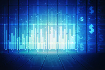 2d rendering Stock market online business concept. business Graph 