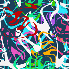 colored bright seamless pattern in graffiti style on a black background