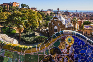 Park Guell architecture in Barcelona, Spain
