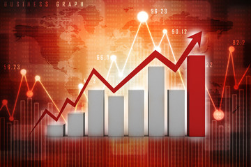 3d rendering Stock market online business concept. business Graph