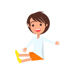 Boy with Medium Length Hair Isolated Illustration