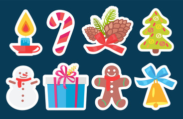 Christmas Decorations Set Vector Illustration