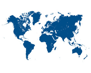 Fototapeta na wymiar Vector illustration of blue map of world on a white background