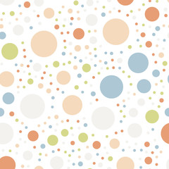 Colorful polka dots seamless pattern on black 11 background. Beauteous classic colorful polka dots textile pattern. Seamless scattered confetti fall chaotic decor. Abstract vector illustration.