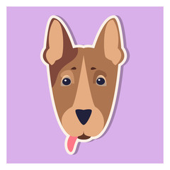 Doggie Face of Bull Terrier Close-up Cartoon Image
