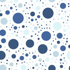 Colorful polka dots seamless pattern on white 23 background. Exquisite classic colorful polka dots textile pattern. Seamless scattered confetti fall chaotic decor. Abstract vector illustration.