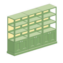 Isometric 3d classic furniture with panel doors, vector illustration.