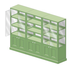 Isometric 3d classic furniture with panel doors, vector illustration.