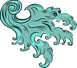 Japanese wave for tattoo.Doodle and line art Japanese wave for tattoo. Hand drawn isolate on white background.Water Splash vector set.