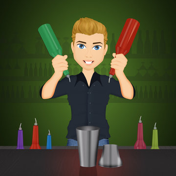 illustration of bartender