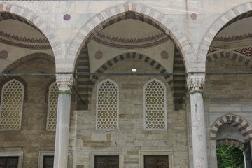 Detail of courtyard on the Blue Mosque in Istanbul, Turkey.