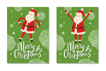 Merry Christmas Postcards with Santa Claus Winter
