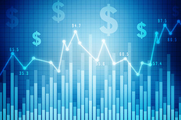 2d rendering Stock market online business concept. business Graph 