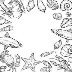 Hand drawn Seafood background