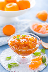 Tasty mandarin orange jam. Tangerine confiture, marmelade.