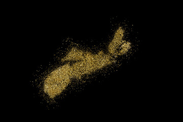Nova Scotia shaped from golden glitter on black (series)