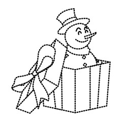 Snowman in giftbox icon vector illustration graphic design