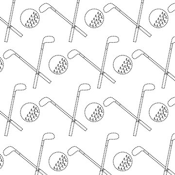 crossed clubs and ball golf icon image vector illustration design  black dotted line