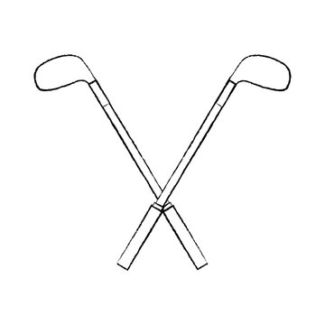 crossed clubs golf icon image vector illustration design  black sketch line