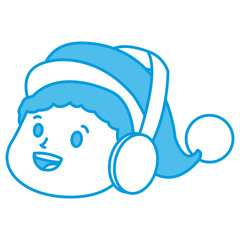 Cute boy face christmas cartoon icon vector illustration graphic design
