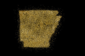 Arkansas shaped from golden glitter on black (series)