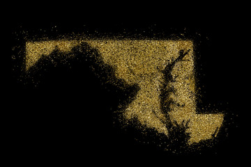 Maryland shaped from golden glitter on black (series)