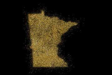 Minnesota shaped from golden glitter on black (series)