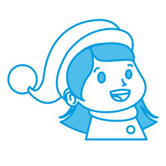 Obraz na płótnie Canvas Cute girl face christmas cartoon icon vector illustration graphic design