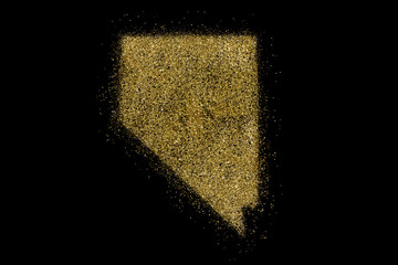 Nevada shaped from golden glitter on black (series)