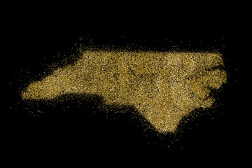 North Carolina shaped from golden glitter on black (series)