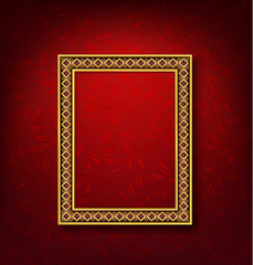 Gold vintage picture frame on wall