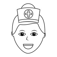 Obraz na płótnie Canvas nurse face with cap cross uniform medical vector illustration outline design