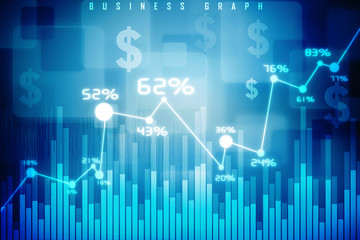 2d rendering Stock market online business concept. business Graph 